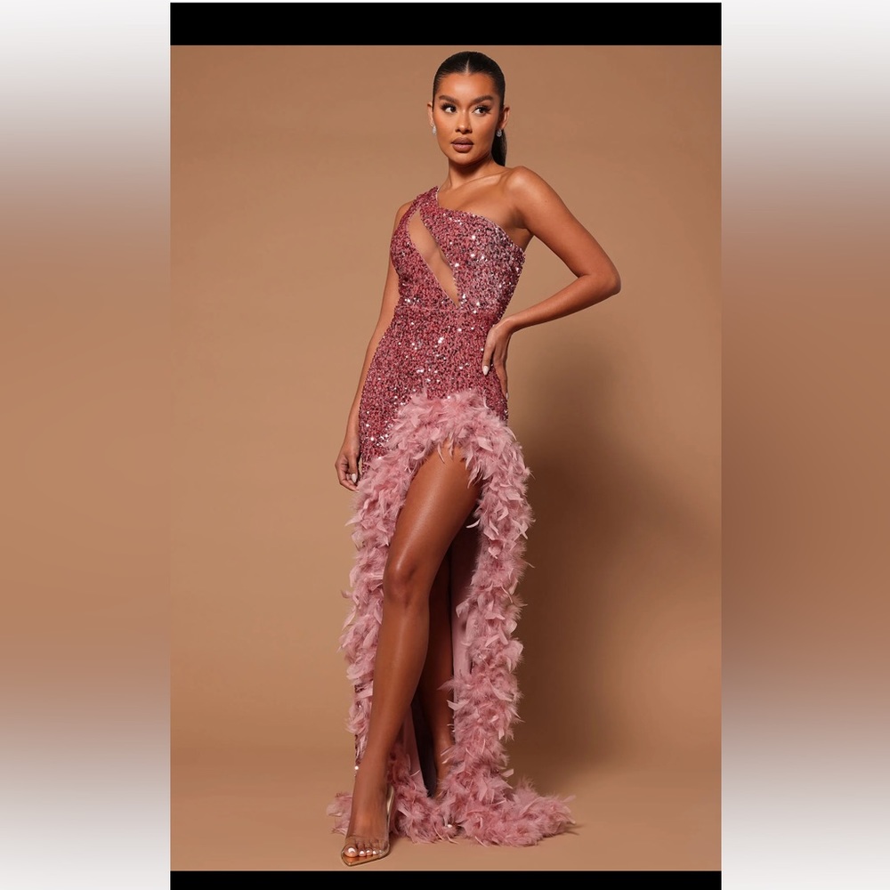 Beautiful Feather trim dress